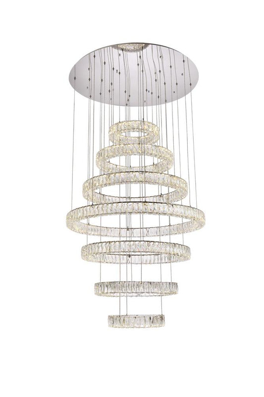 Elegant Furniture & Lighting - Monroe 40 inch LED seven ring chandelier in chrome - 3503G7LC veiw 1