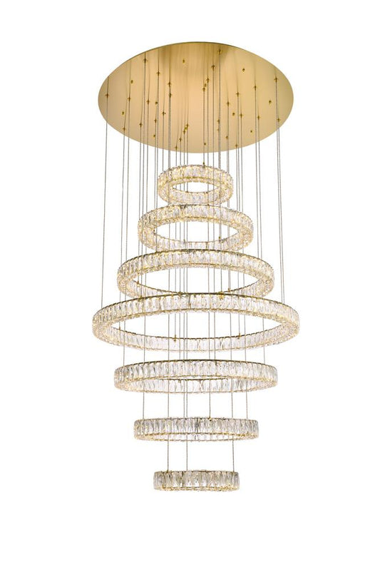Elegant Furniture & Lighting - Monroe 40 inch LED seven ring chandelier in gold - 3503G7LG veiw 1