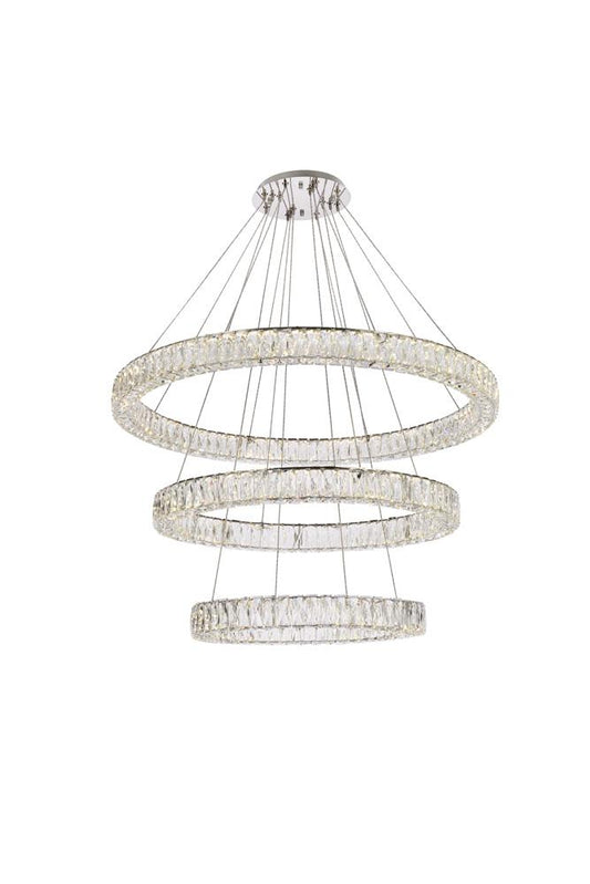 Elegant Furniture & Lighting - Monroe 41 inch LED triple ring chandelier in chrome - 3503G41LC veiw 1