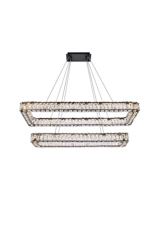 Elegant Furniture & Lighting - Monroe 42 inch LED double rectangle pendant in black - 3504G42L2BK veiw 1