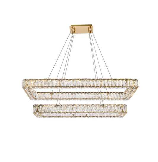 Elegant Furniture & Lighting - Monroe 42 inch LED double rectangle pendant in gold - 3504G42L2G veiw 1