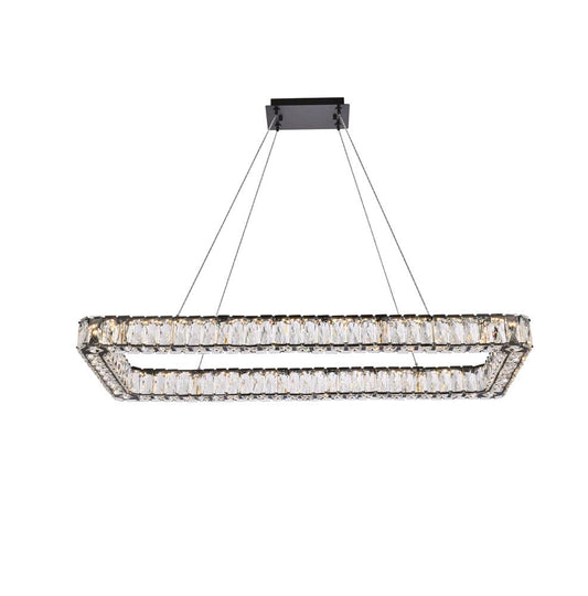 Elegant Furniture & Lighting - Monroe 42 inch LED Single rectangle pendant in black - 3504D42L1BK veiw 1
