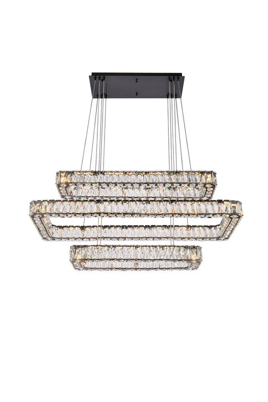 Elegant Furniture & Lighting - Monroe 42 inch LED triple rectangle pendant in black - 3504G42L3BK veiw 1