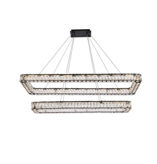 Elegant Furniture & Lighting - Monroe 50 inch LED double rectangle pendant in black - 3504G50L2BK veiw 1