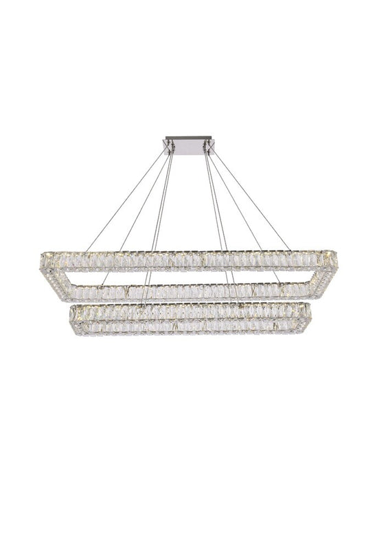 Elegant Furniture & Lighting - Monroe 50 inch LED double rectangle pendant in chrome - 3504G50L2C veiw 1