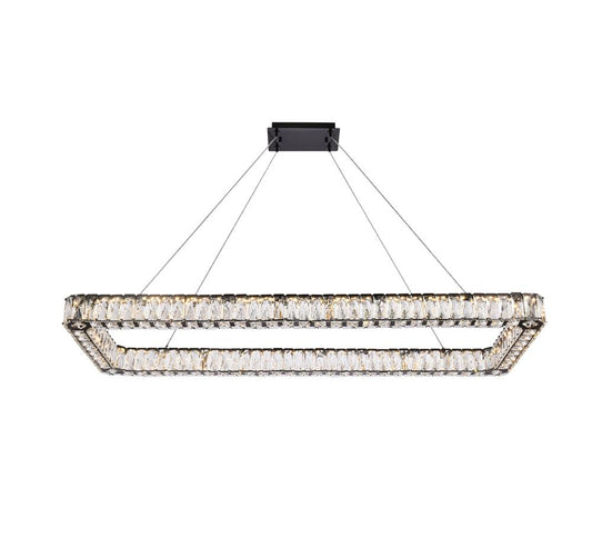 Elegant Furniture & Lighting - Monroe 50 inch LED Single rectangle pendant in black - 3504D50L1BK veiw 1
