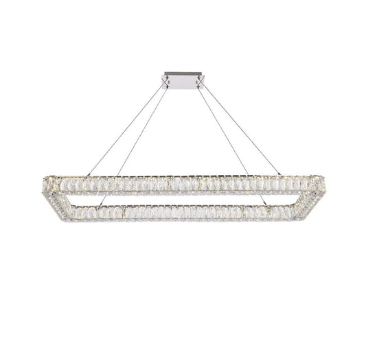 Elegant Furniture & Lighting - Monroe 50 inch LED Single rectangle pendant in chrome - 3504D50L1C veiw 1