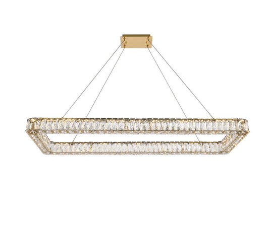 Elegant Furniture & Lighting - Monroe 50 inch LED Single rectangle pendant in gold - 3504D50L1G veiw 1