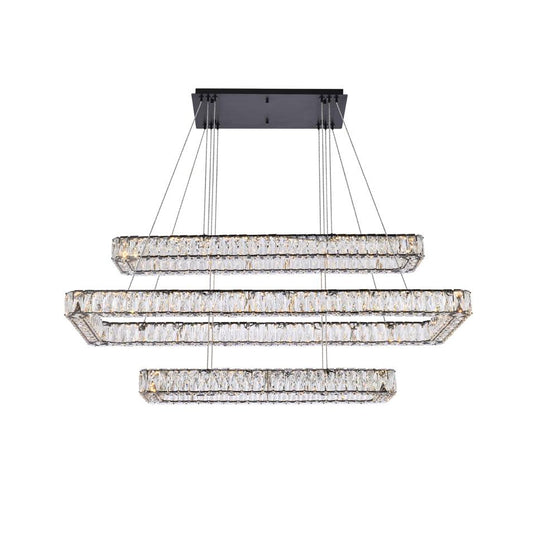 Elegant Furniture & Lighting - Monroe 50 inch LED triple rectangle pendant in black - 3504G50L3BK veiw 1