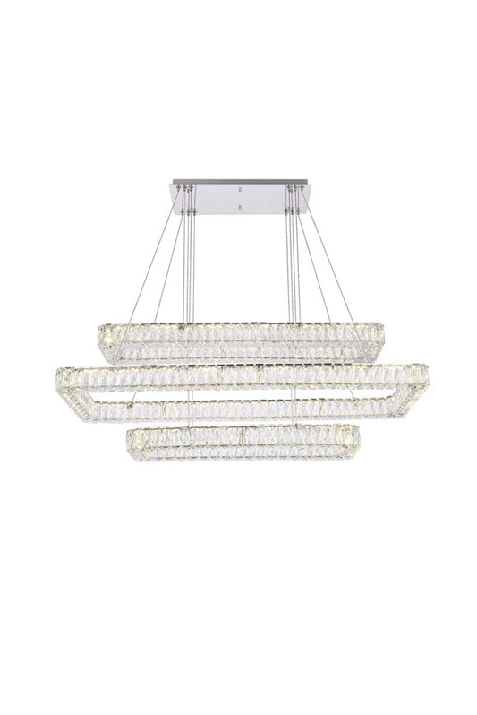 Elegant Furniture & Lighting - Monroe 50 inch LED triple rectangle pendant in chrome - 3504G50L3C veiw 1