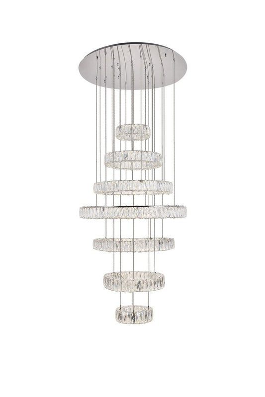 Elegant Furniture & Lighting - Monroe Integrated LED chip light Chrome Chandelier Clear Royal Cut Crystal - 3503G34C veiw 1