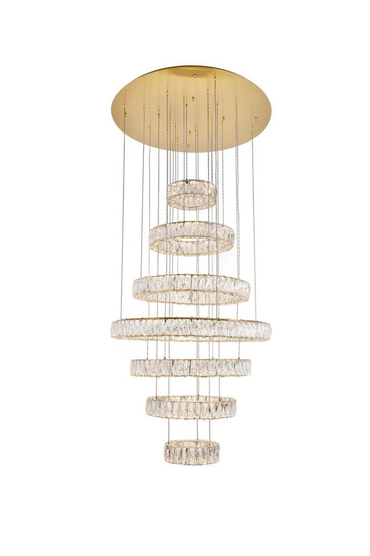 Elegant Furniture & Lighting - Monroe Integrated LED light Gold Chandelier Clear Royal Cut Crystal - 3503G34G veiw 1