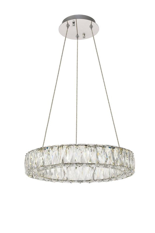Elegant Furniture & Lighting - Monroe Integrated LED chip light Chrome Pendant Clear Royal Cut Crystal - 3503D17C veiw 1