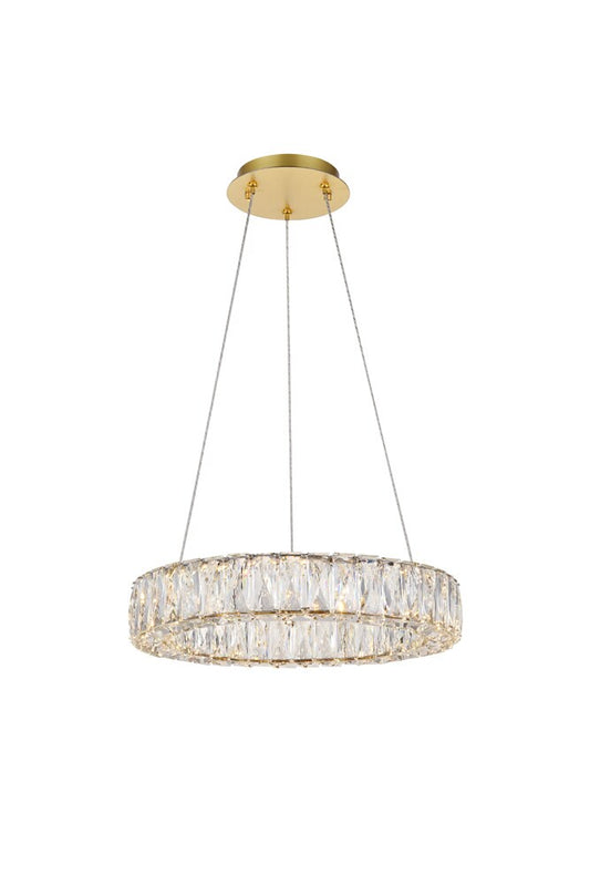 Elegant Furniture & Lighting - Monroe Integrated LED chip light gold Pendant Clear Royal Cut Crystal - 3503D17G veiw 1