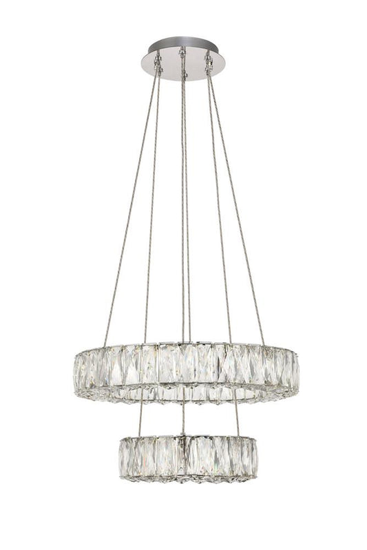 Elegant Furniture & Lighting - Monroe Integrated LED chip light Chrome Pendant Clear Royal Cut Crystal - 3503G18C veiw 1