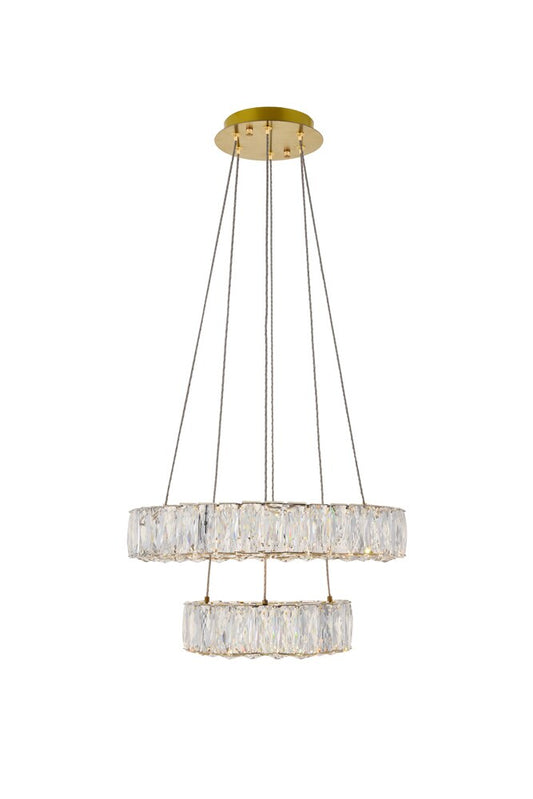 Elegant Furniture & Lighting - Monroe Integrated LED chip light gold Pendant Clear Royal Cut Crystal - 3503G18G veiw 1