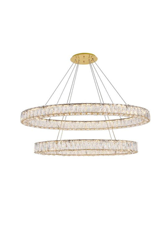 Elegant Furniture & Lighting - Monroe Integrated LED light Gold Chandelier Clear Royal Cut Crystal - 3503D40G veiw 1