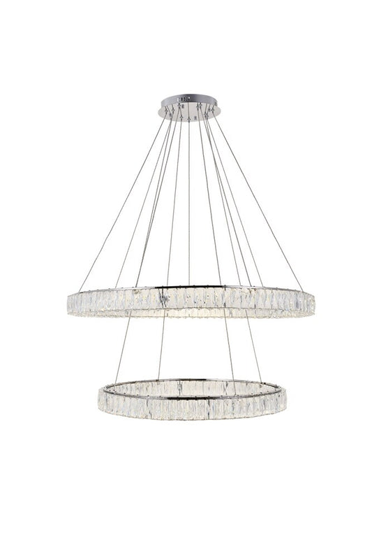 Elegant Furniture & Lighting - Monroe Integrated LED light Chrome Chandelier Clear Royal Cut Crystal - 3503D42C veiw 1