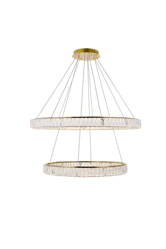 Elegant Furniture & Lighting - Monroe Integrated LED light Gold Chandelier Clear Royal Cut Crystal - 3503D42G veiw 1