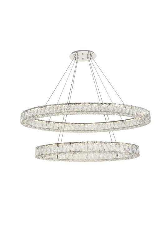 Elegant Furniture & Lighting - Monroe Integrated LED light Chrome Chandelier Clear Royal Cut Crystal - 3503D48C veiw 1
