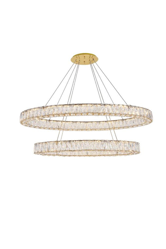 Elegant Furniture & Lighting - Monroe Integrated LED light Gold Chandelier Clear Royal Cut Crystal - 3503D48G veiw 1