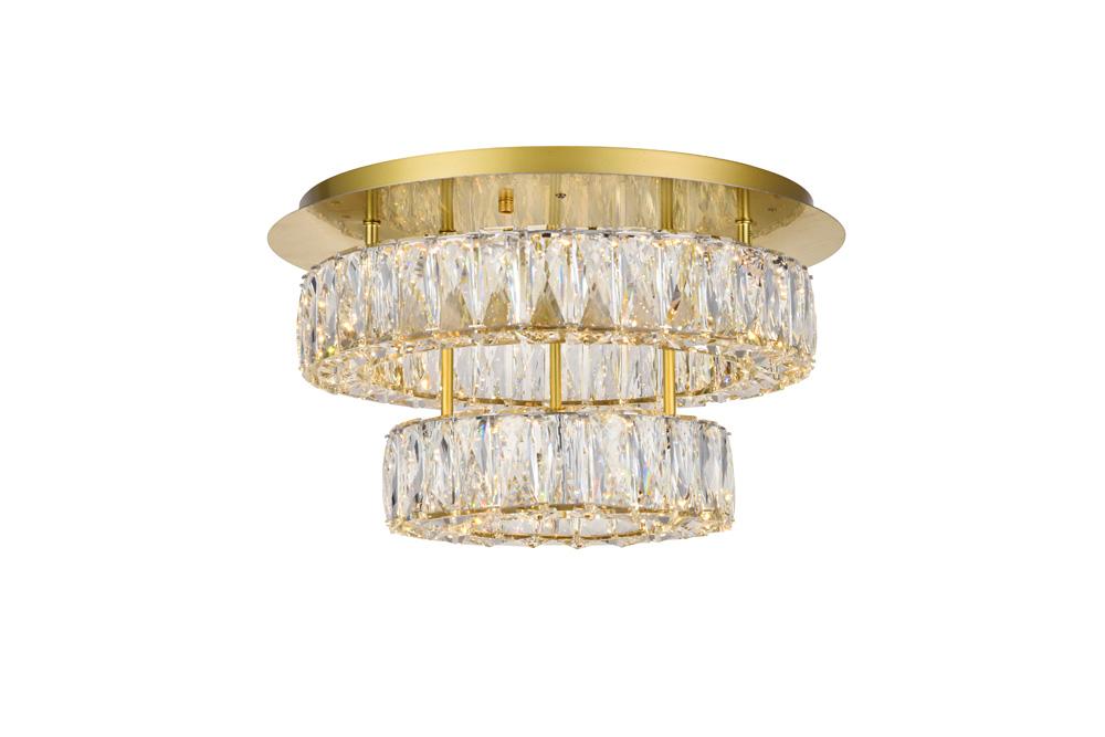 Elegant Furniture & Lighting - Monroe LED light gold Flush Mount Clear Royal Cut Crystal - 3503F18L2G veiw 1