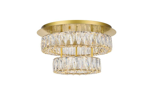 Elegant Furniture & Lighting - Monroe LED light gold Flush Mount Clear Royal Cut Crystal - 3503F18L2G veiw 1