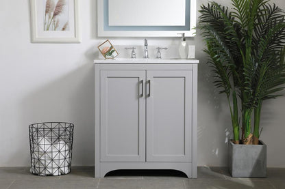 Elegant Furniture & Lighting - Moore 30 inch Single Bathroom Vanity in Grey with Backsplash - VF17030GR-BS veiw 2