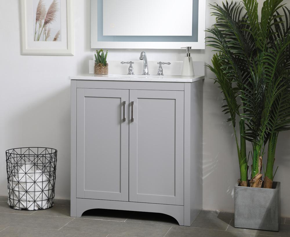 Elegant Furniture & Lighting - Moore 30 inch Single Bathroom Vanity in Grey with Backsplash - VF17030GR-BS veiw 8