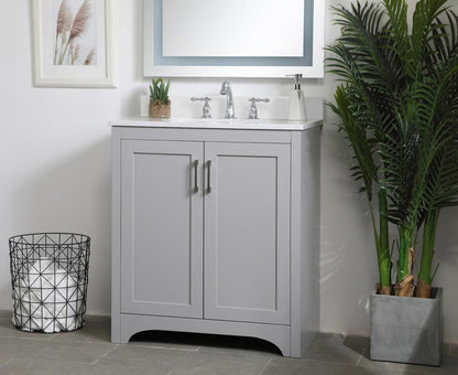 Elegant Furniture & Lighting - Moore 30 inch Single Bathroom Vanity in Grey with Backsplash - VF17030GR-BS veiw 8