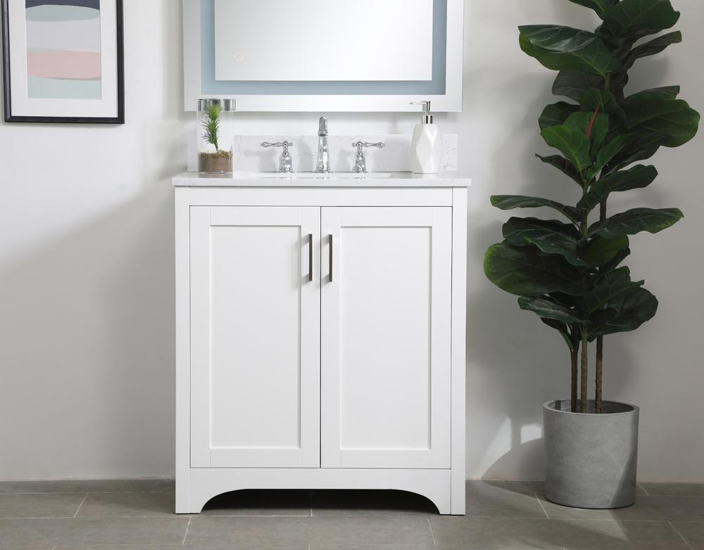 Elegant Furniture & Lighting - Moore 30 inch Single Bathroom Vanity in White with Backsplash - VF17030WH-BS veiw 2