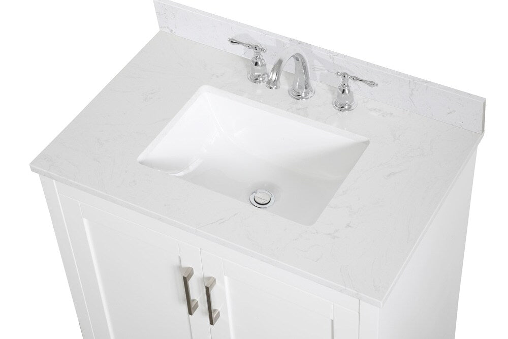 Elegant Furniture & Lighting - Moore 30 inch Single Bathroom Vanity in White with Backsplash - VF17030WH-BS veiw 3