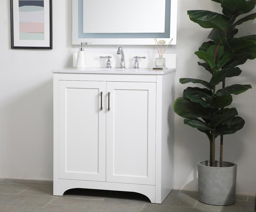 Elegant Furniture & Lighting - Moore 30 inch Single Bathroom Vanity in White with Backsplash - VF17030WH-BS veiw 8