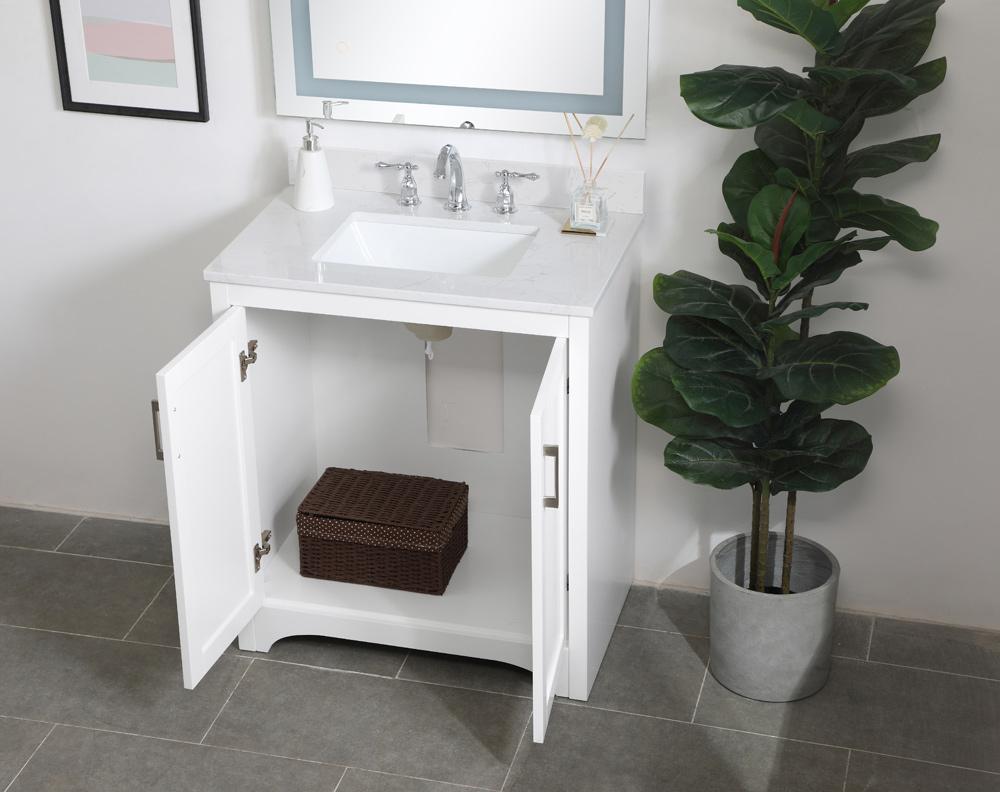 Elegant Furniture & Lighting - Moore 30 inch Single Bathroom Vanity in White with Backsplash - VF17030WH-BS veiw 9