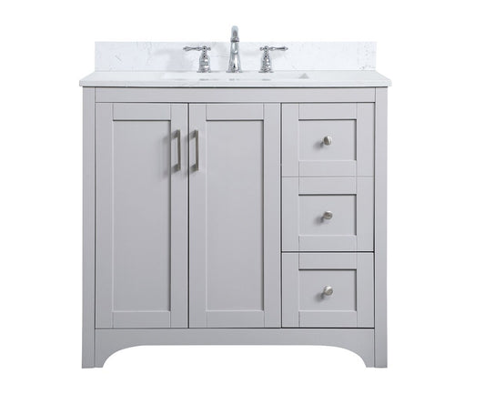 Elegant Furniture & Lighting - Moore 36 inch Single Bathroom Vanity in Grey with Backsplash - VF17036GR-BS veiw 1