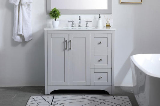Elegant Furniture & Lighting - Moore 36 inch Single Bathroom Vanity in Grey with Backsplash - VF17036GR-BS veiw 2