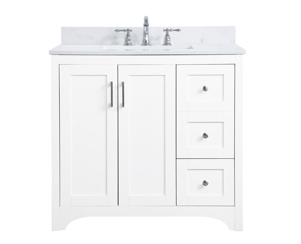 Elegant Furniture & Lighting - Moore 36 inch Single Bathroom Vanity in White with Backsplash - VF17036WH-BS veiw 1