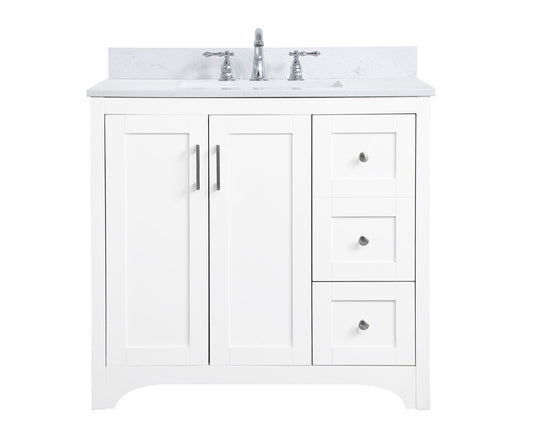 Elegant Furniture & Lighting - Moore 36 inch Single Bathroom Vanity in White with Backsplash - VF17036WH-BS veiw 1
