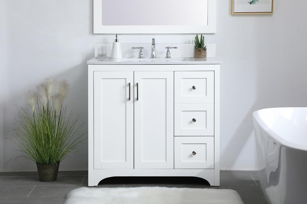 Elegant Furniture & Lighting - Moore 36 inch Single Bathroom Vanity in White with Backsplash - VF17036WH-BS veiw 2
