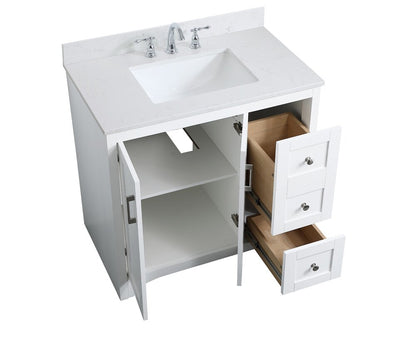 Elegant Furniture & Lighting - Moore 36 inch Single Bathroom Vanity in White with Backsplash - VF17036WH-BS veiw 3