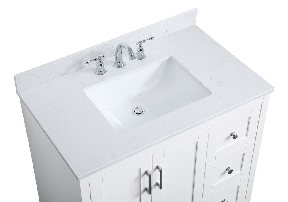 Elegant Furniture & Lighting - Moore 36 inch Single Bathroom Vanity in White with Backsplash - VF17036WH-BS veiw 4