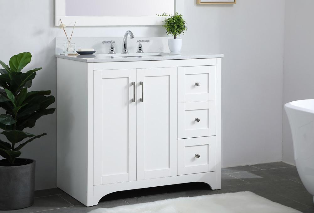 Elegant Furniture & Lighting - Moore 36 inch Single Bathroom Vanity in White with Backsplash - VF17036WH-BS veiw 8