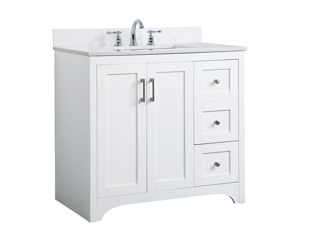 Elegant Furniture & Lighting - Moore 36 inch Single Bathroom Vanity in White with Backsplash - VF17036WH-BS veiw 14