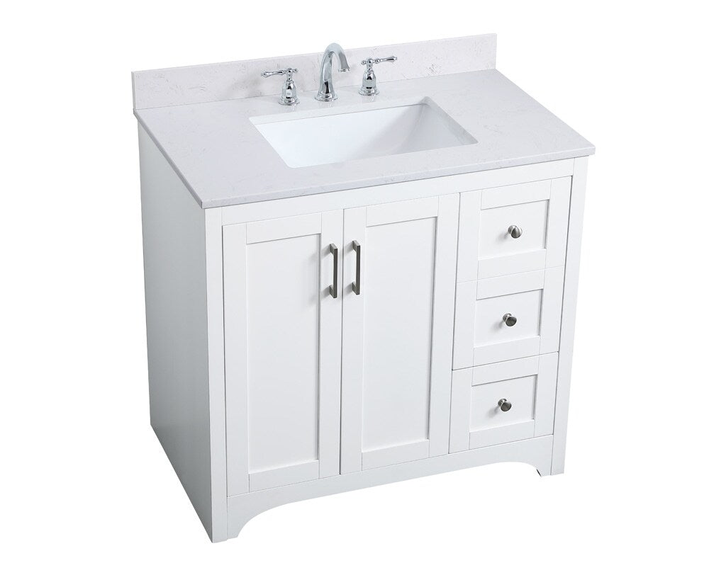 Elegant Furniture & Lighting - Moore 36 inch Single Bathroom Vanity in White with Backsplash - VF17036WH-BS veiw 15
