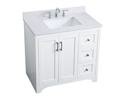 Elegant Furniture & Lighting - Moore 36 inch Single Bathroom Vanity in White with Backsplash - VF17036WH-BS veiw 15