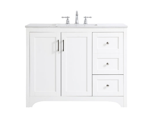 Elegant Furniture & Lighting - Moore 42 inch Single Bathroom Vanity in White - VF17042WH veiw 1