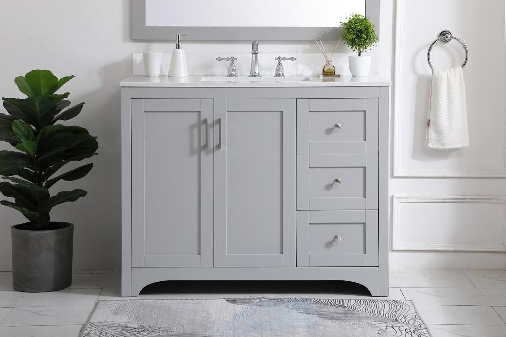 Elegant Furniture & Lighting - Moore 42 inch Single Bathroom Vanity in Grey with Backsplash - VF17042GR-BS veiw 2