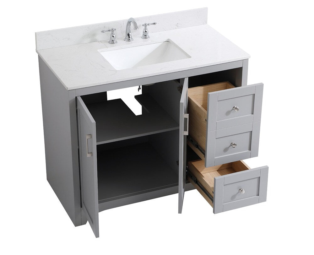 Elegant Furniture & Lighting - Moore 42 inch Single Bathroom Vanity in Grey with Backsplash - VF17042GR-BS veiw 3
