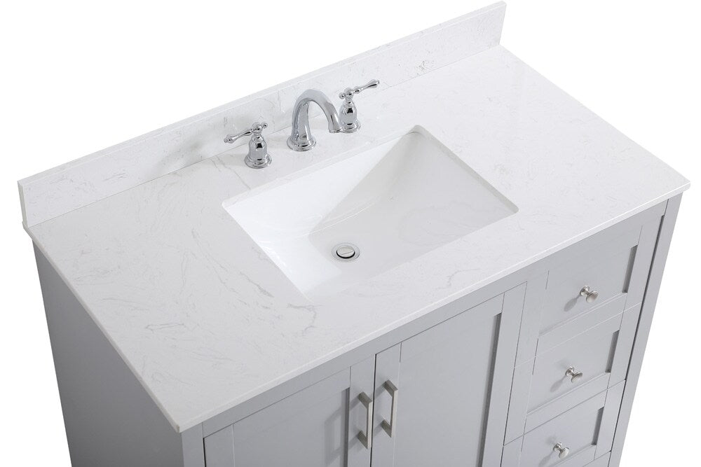 Elegant Furniture & Lighting - Moore 42 inch Single Bathroom Vanity in Grey with Backsplash - VF17042GR-BS veiw 4