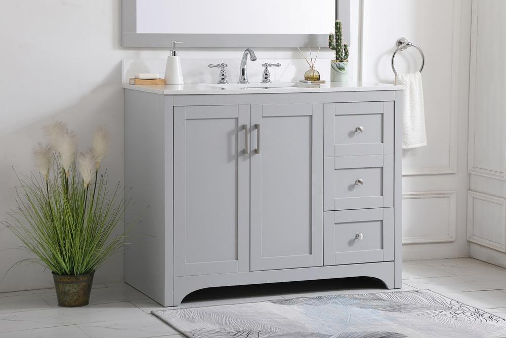 Elegant Furniture & Lighting - Moore 42 inch Single Bathroom Vanity in Grey with Backsplash - VF17042GR-BS veiw 8
